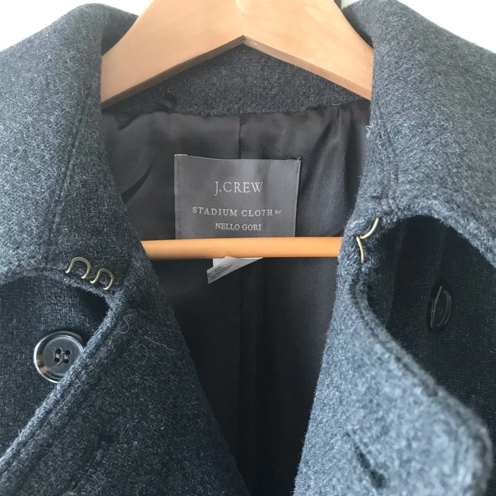 J. Crew Wool-Blend Stadium Cloth Double-Breasted Mid-length Coat - Sz 00